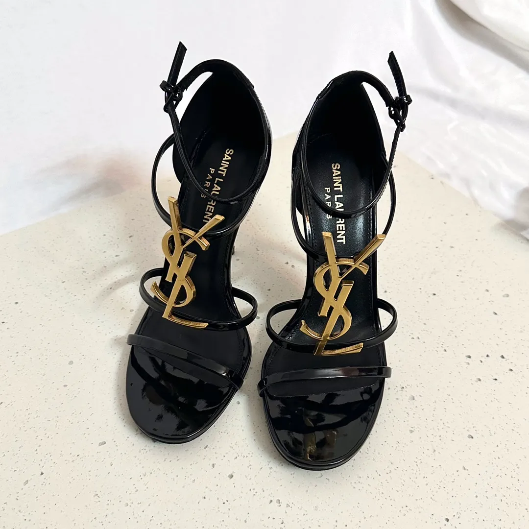 👟👟Ex-factory price 520👟👟 "SAINT LAUREN*" Yves Saint Laurent 23/hot summer sandals ysl high heels brand new shoe type·Only YSL understands women's hearts best and does not accept refutation🙅‍♂️Super invincible femininity, a must-have for women (Z-product full-body customization, perfect consistency)! Compare the new last type with the difference between pictures and goods on the market ✔ Upper: Customized imported patent leather ✔ Lining: imported sheep leather ✔ Sole: Imported genuine leather outsole ✔ Color: black with gold buckle, black with black buckle ✔ Heel height: 10cm ✔ Number of yards: 35-39 (customized for 40, non-returnable!) (Full set of packaging)